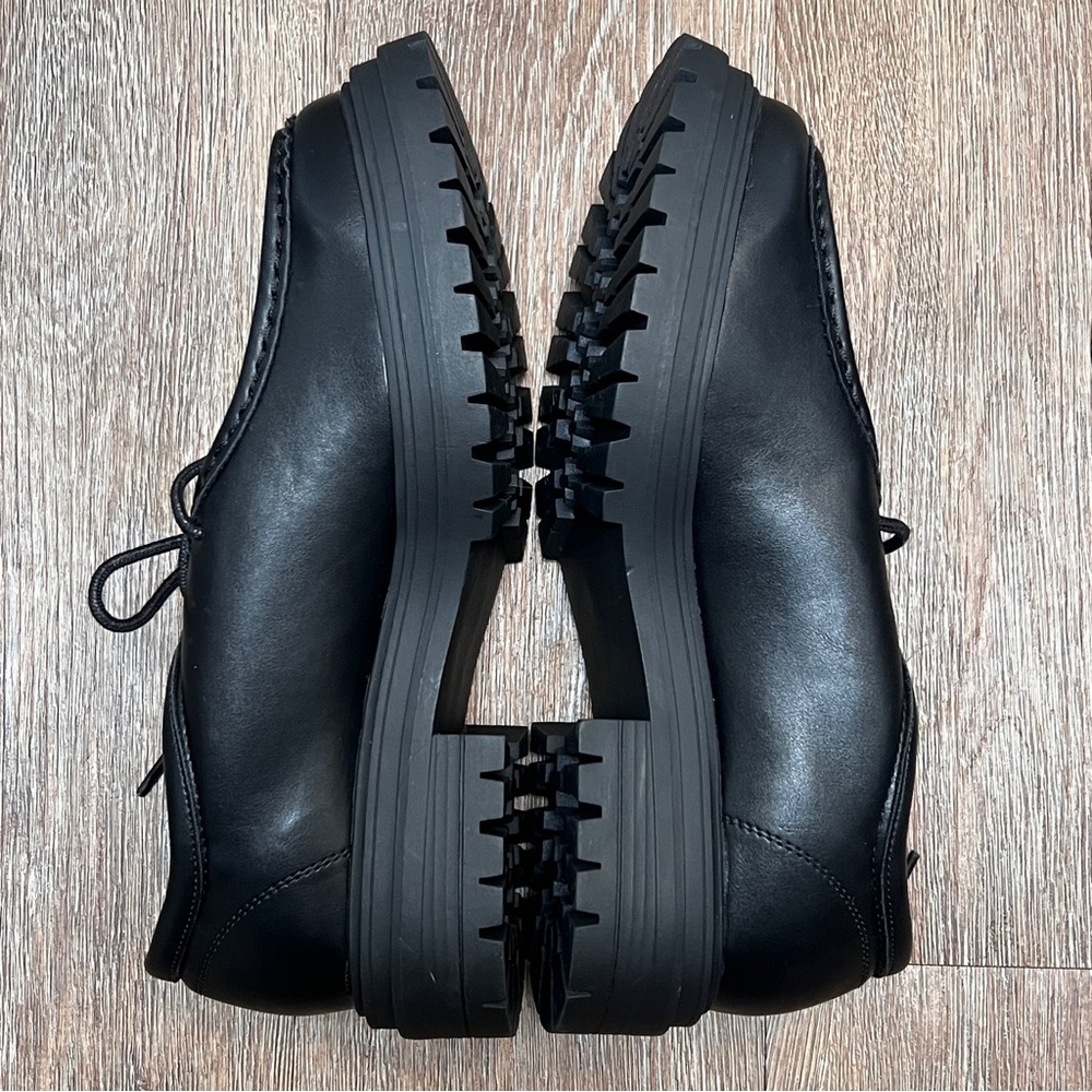 American Eagle Platform Lug Oxford Loafers - Black Chunky Sole - Picture 5 of 8